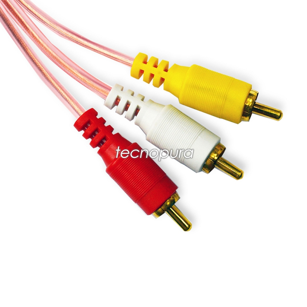 3 metros cable RCA 3x3 de puntas doradas para audio y video