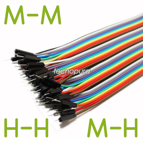 Paternal Reparador colegio Cables Jumpers 20cm Pack x40 - Arduino Raspberry Protoboard - Tecnopura