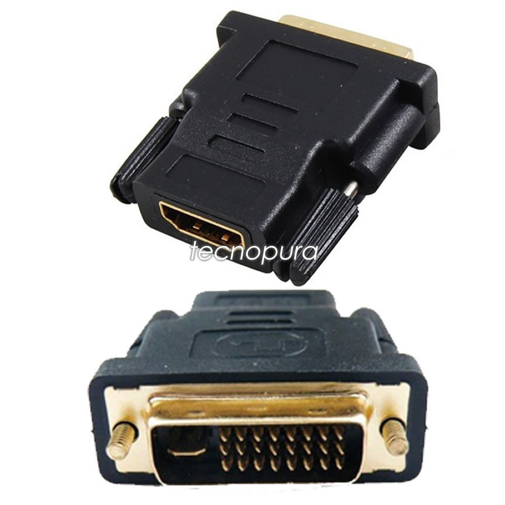 J&D Adaptador DVI a HDMI Bidireccional Soporte 3D 4K ARC Ethernet DVI-D Macho a HDMI Hembra Adapter Convertidor 2 Paquetes Chapado en Oro DVI 