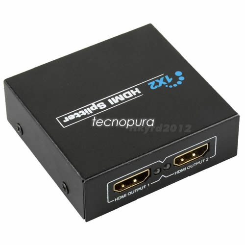 Multiplicador splitter HDMI 1x2 de 1 entrada y 2 salidas 3D 1080p -  Tecnopura