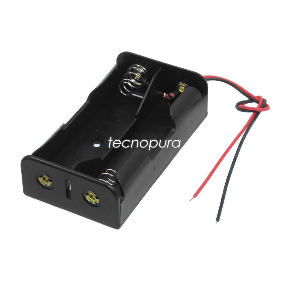 Portapila con cables para 2 baterías AA de 1.5V DC / Caja portabaterías  para 2 pilas AA - Tecnopura