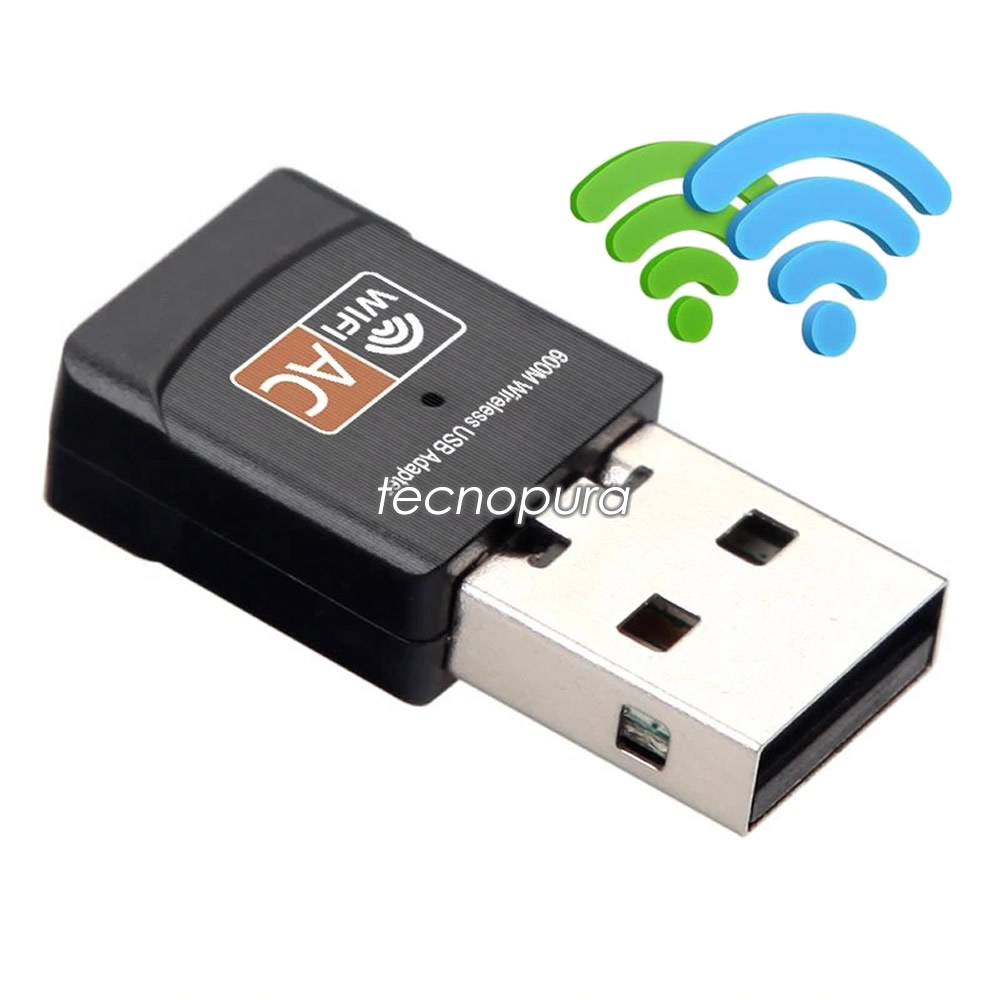 Adaptador USB Wifi AC banda dual 2.4GHz + 5GHz para Windows - Tecnopura