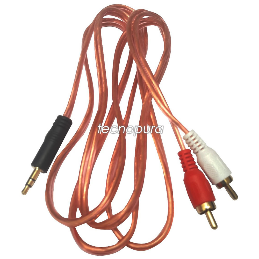 Cable 2x1 audio - 2 RCA a plug / Jack 3.5mm para sonido estéreo