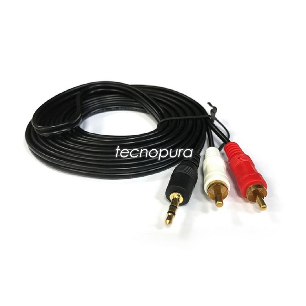 Túnica Humillar Exceder Cable 2x1 RCA a 3.5mm de 10 metros para transmitir audio con diseño  reversible - Tecnopura