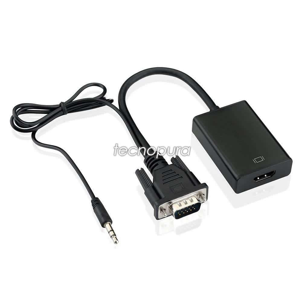 adaptador de VGA + audio HDMI - Alimentación por USB - Tecnopura