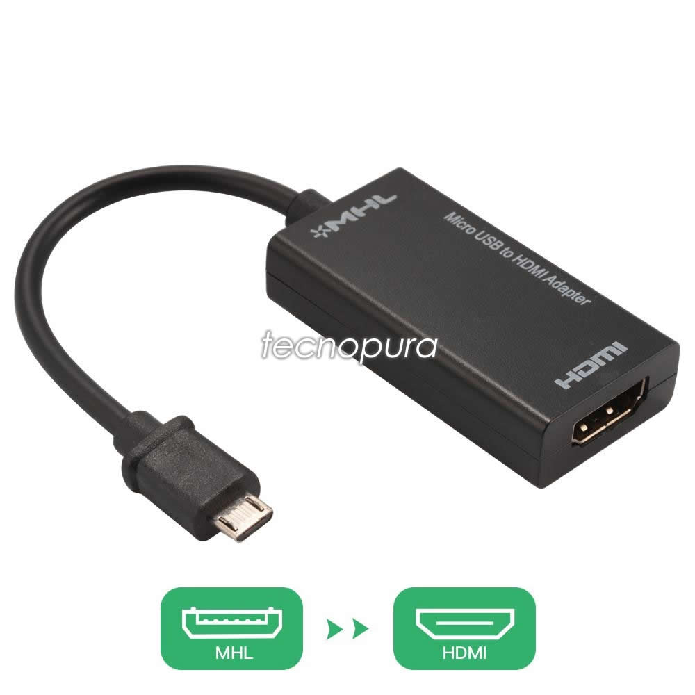 Cable adaptador MHL / Micro USB a HDMI - Galaxy Xperia Tablet - Tecnopura