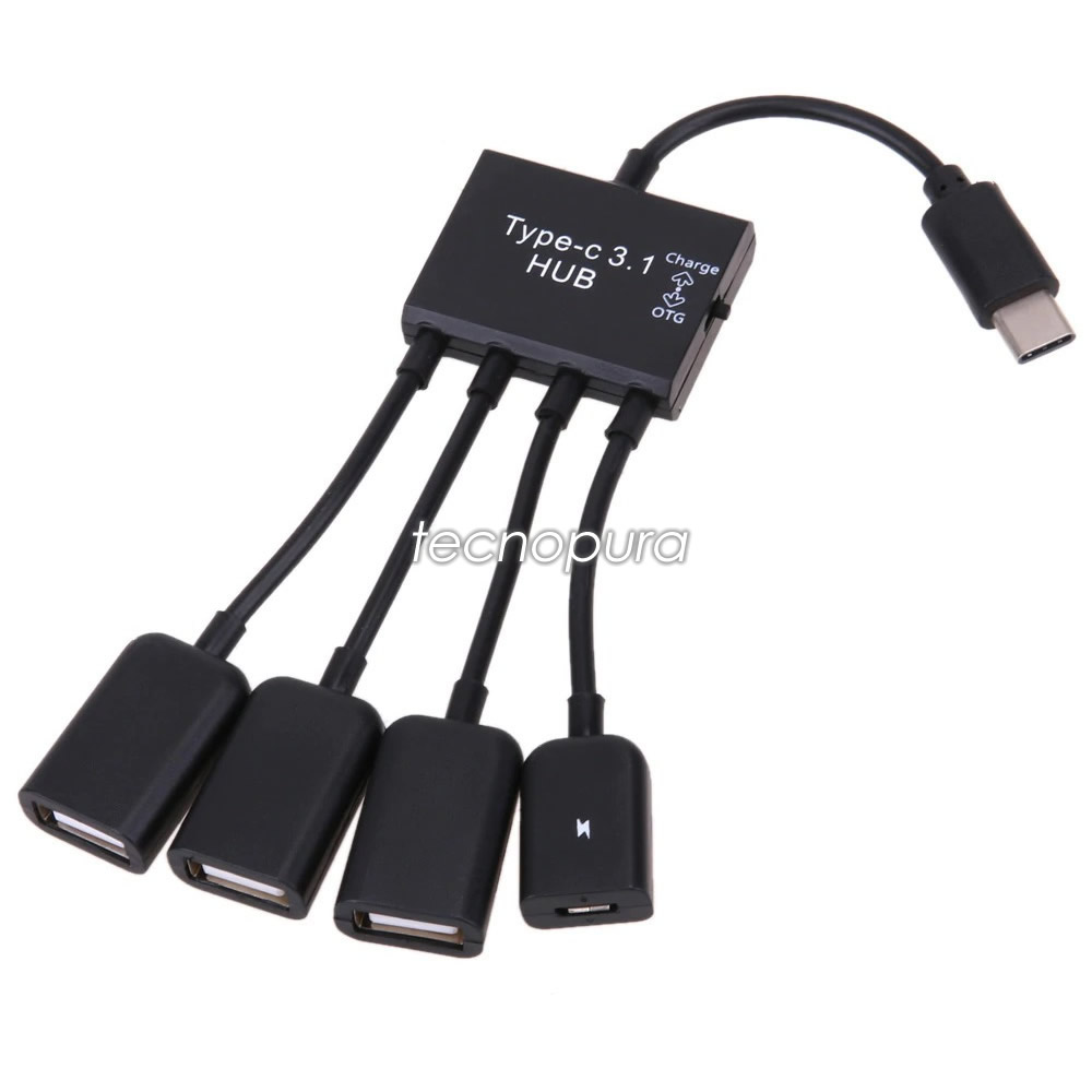 Cable adaptador OTG USB 3.1 / Hub USB tipo C para celular y tablet de 3  puertos - Tecnopura