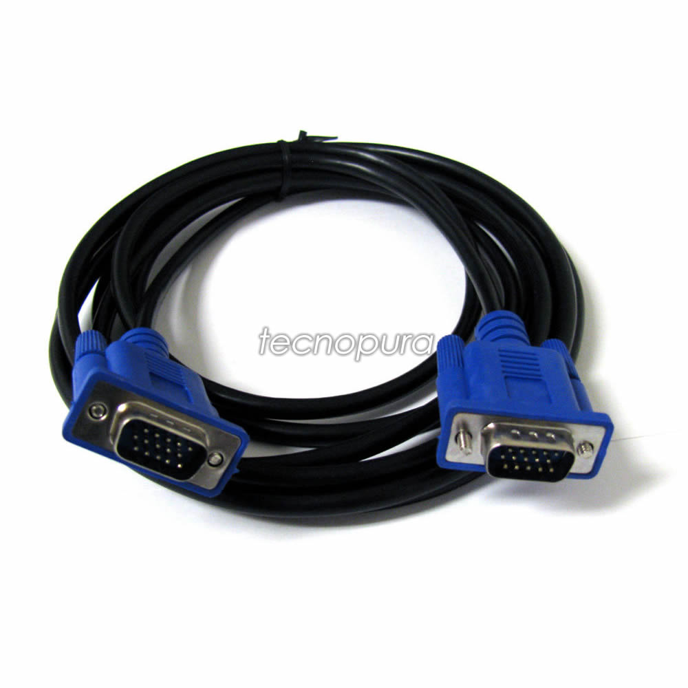 Cable VGA de 5 metros con doble filtro - Soporta Full HD - Tecnopura