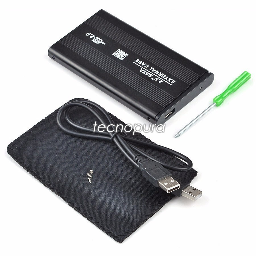 Caja para duro SATA 2.5" a USB 2.0 externa HDD portátil - Tecnopura