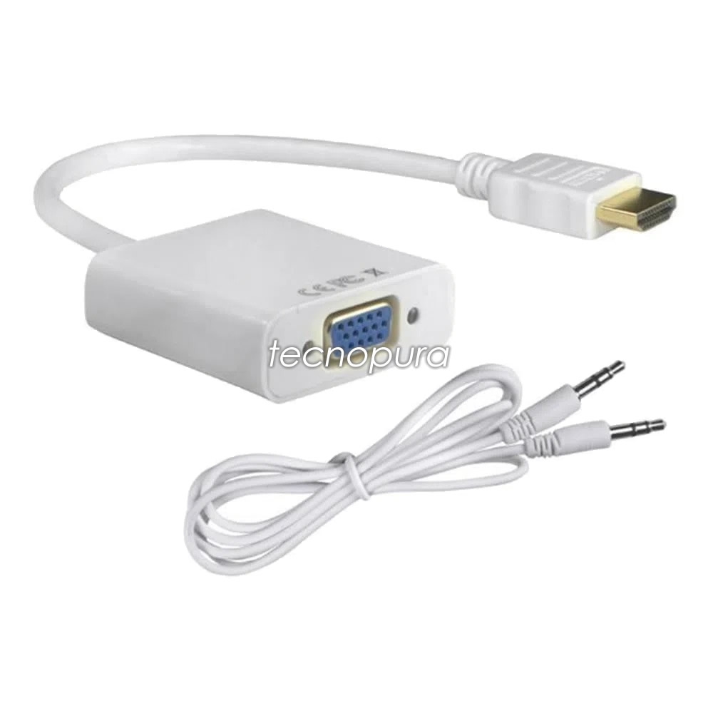 Adaptador Convertidor De Señales Hdmi A Vga Video Monitor Tv con Audio –  Soriega