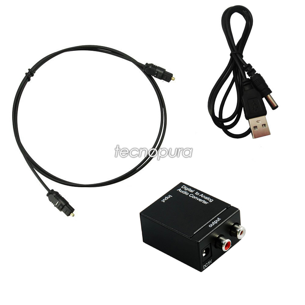 Convertidor de audio digital óptico / coaxial a análogo RCA - Alimentación  por USB - Tecnopura