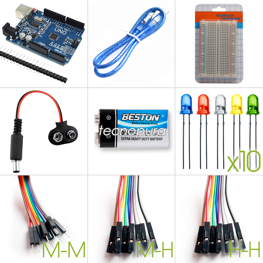 Kit de electrónica para principiantes - Arduino / PIC / Raspberry Pi -  Tecnopura