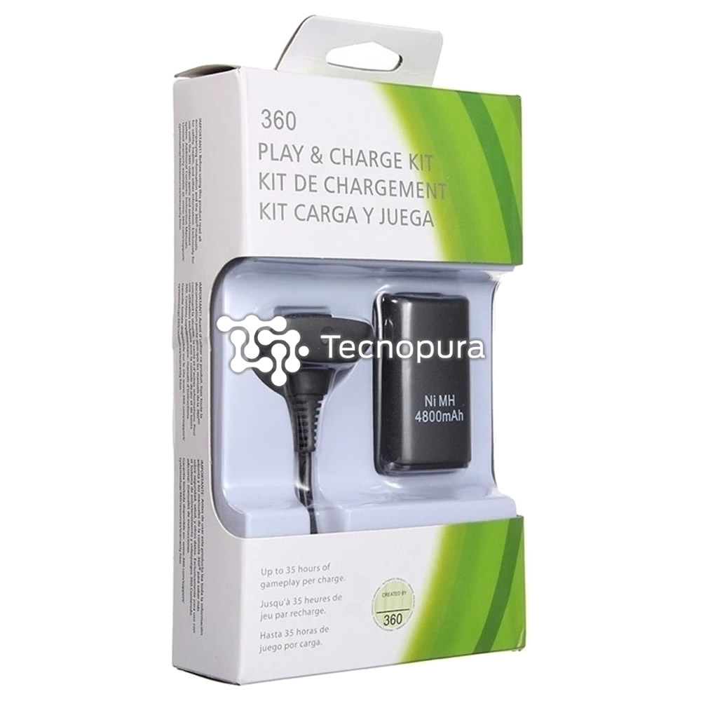 Kit cable carga y juega para control Xbox 360 + pila 4800mAh