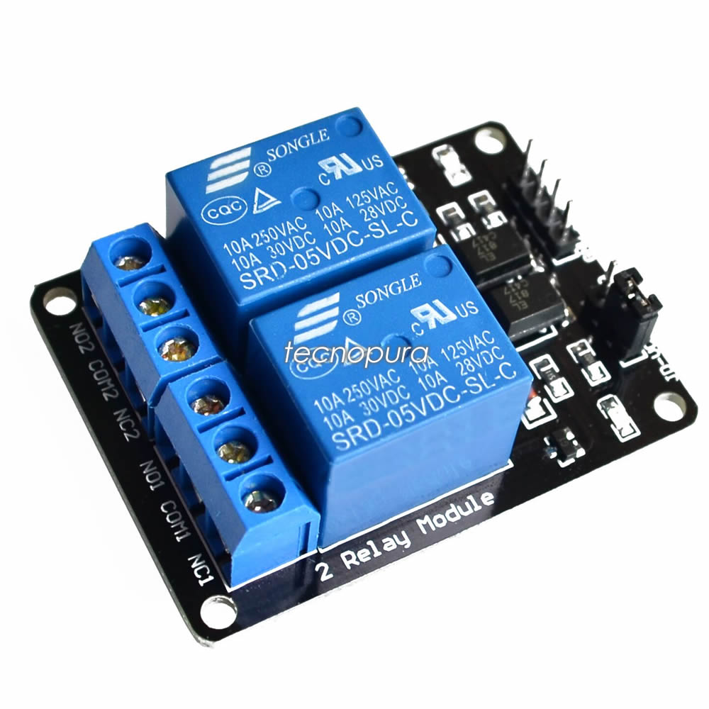 antiguo Almeja Desfiladero Relé de 2 canales 5V - Compatible plataforma Arduino - Tecnopura