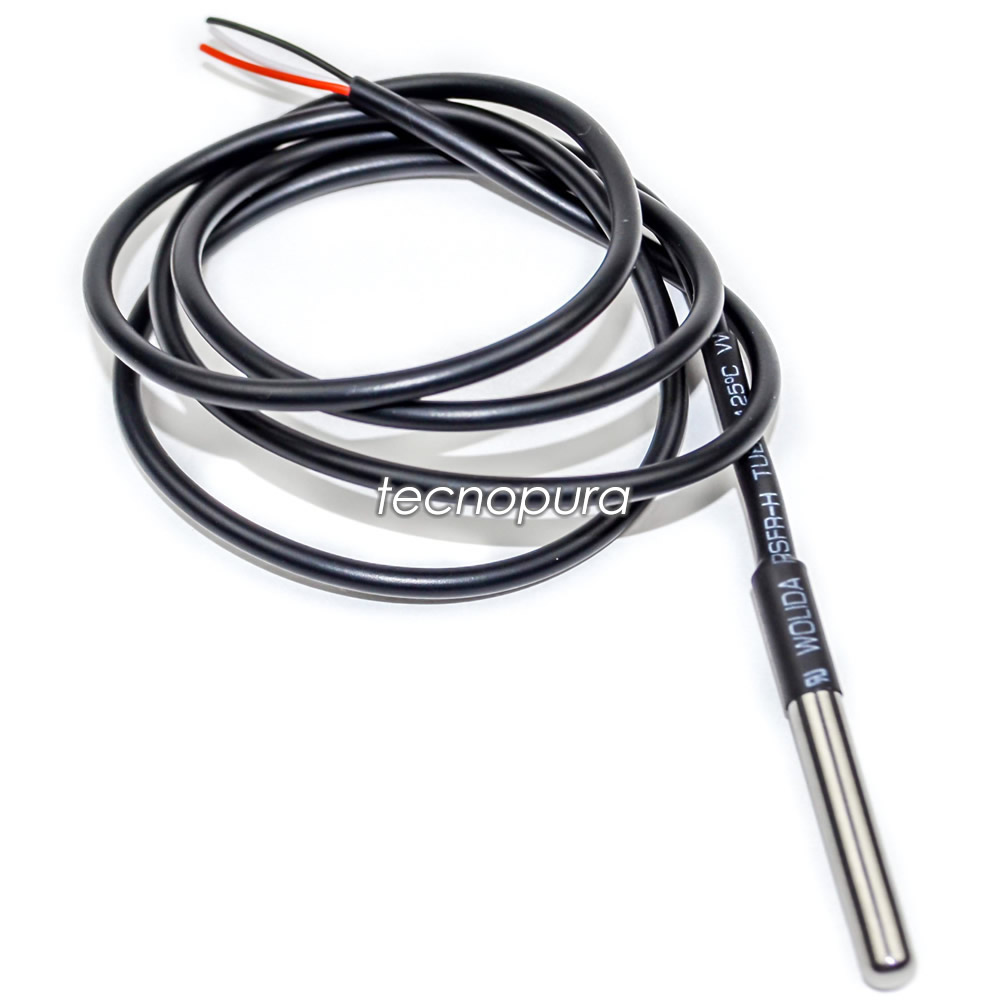 Aihasd Cable impermeable del sensor de temperatura 5M DS18B20 Sonda del cable Sonda digital del termómetro Acero inoxidable 